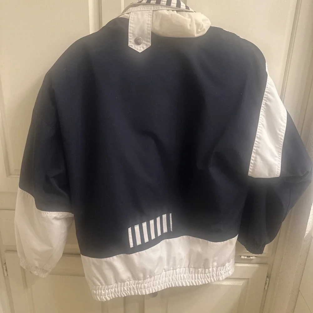 Vintage 90s Mulberry Street Navy Nautical Hooded Snap / Zip Jacket Womens Large